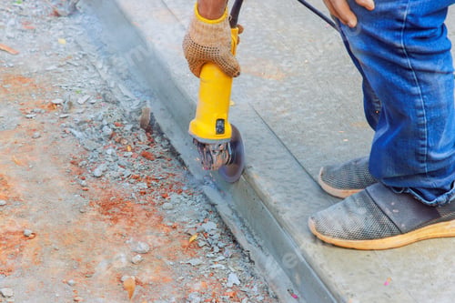 Preview: Cutting concrete foundation after pouring with a grinder using cutting machines