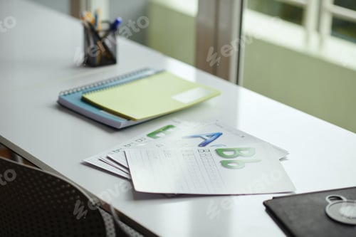 Preview: Organized Workspace Featuring Alphabet Worksheets