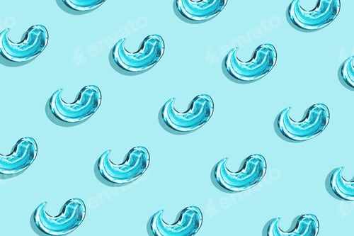 Preview: Texture of hyaluronic acid, serum gel. Transparent smear of gel isolated on blue background