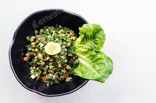 Preview: tabouleh traditional lebanese middle eastern salad bowl meze starter