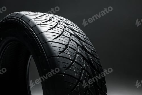 Preview: Tire stack background. Selective focus, close up