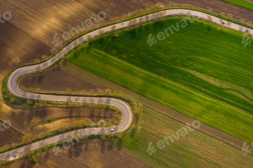 Preview: agricultural hills in spring. Seasonal work concept image.