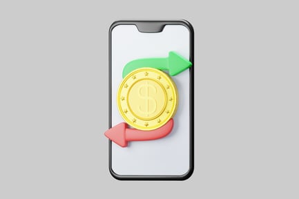 Preview: Mobile money transfer coin arrows