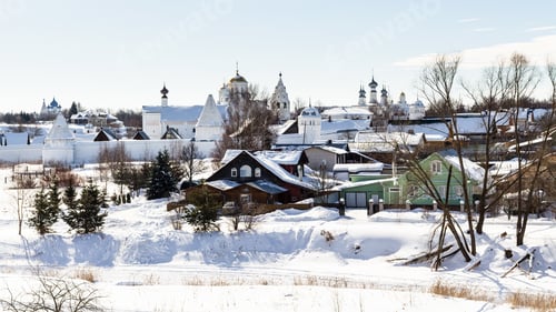 Preview: urban houses near walls of Pokrovsky Monastery