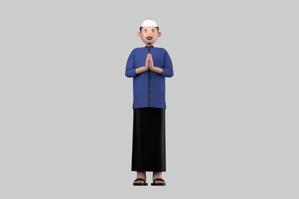 Preview: Muslim man praying cartoon character