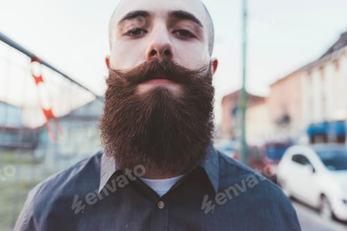 Preview: Portrait of bearded man looking at camera