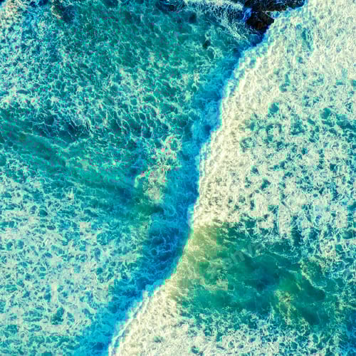 Preview: Beautiful blue ocean waves - aerial view. Top view to the beautiful azure water sea surface.