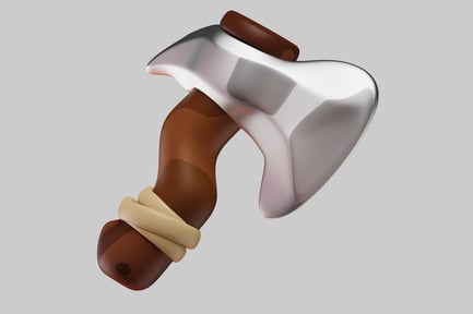 Preview: Large Metal Axe with Brown Handle