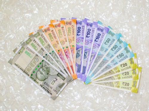 Preview: Indian Rupee notes in display