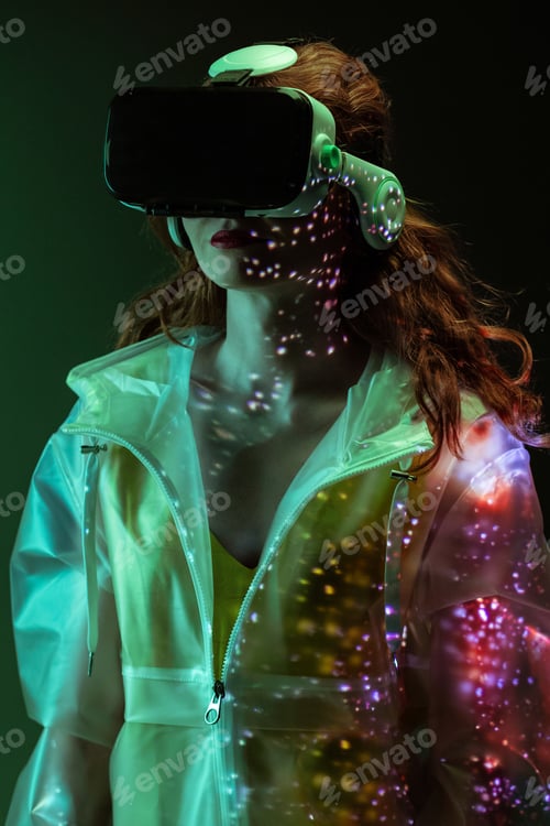 Preview: Young woman having VR experience