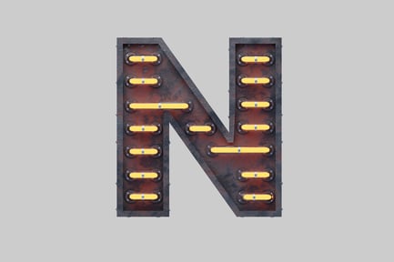 Preview: Medical letter n metallic sign