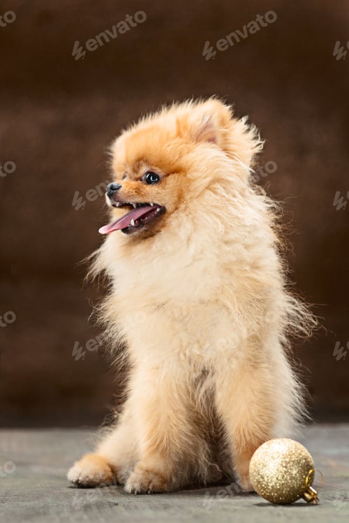 Preview: Spitz-dog in studio on a neutral background