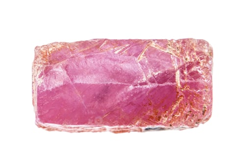 Preview: unpolished pink ruby crystal isolated on white