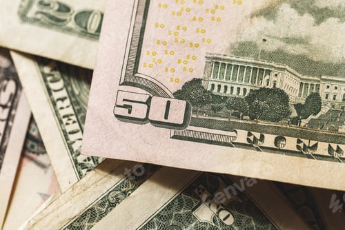 Preview: Close-up of the different US dollar bills.
