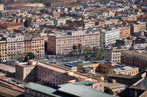 Preview: Aerial view of the city of Rome, Italy. Drone shot of Roma, above view of the buildings