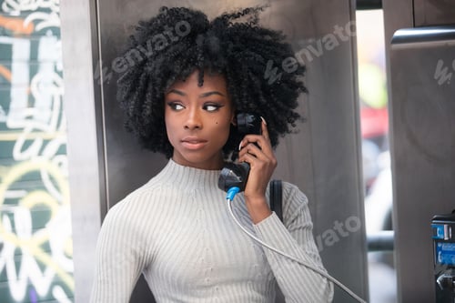 Preview: Pretty African American woman with black curly hair