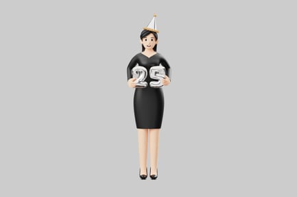 Preview: Party girl with silver balloons