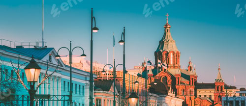 Preview: Helsinki, Finland. Uspenski Cathedral At Morning. Red Church Is Popular Tourist Destination In