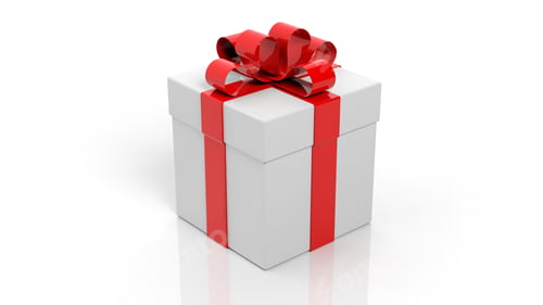Preview: Gift box with red ribbon isolated on white background