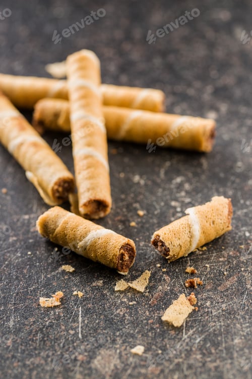 Preview: Sweet chocolate waffle rolls.