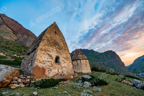 Preview: Medieval tombs in City of Dead near Eltyulbyu, Kabardino-Balkaria, Russia