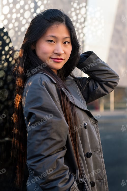 Preview: vertical portrait of young beautiful chinese woman