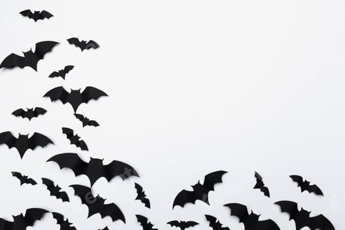 Preview: halloween and decoration concept - paper bats flying
