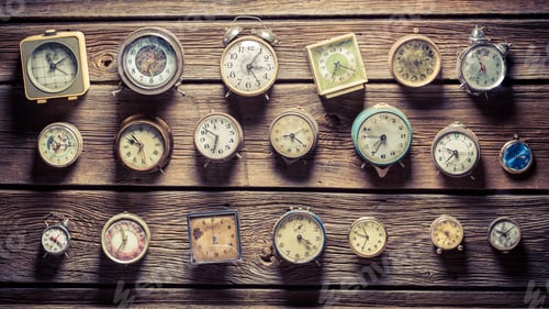 Preview: Aged clocks on the wall