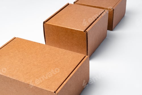 Preview: Lot of cardboard boxes on white background