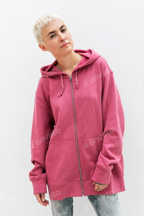 Preview: Model in a pink jacket