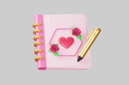 Preview: Floral heart valentine notebook and pen