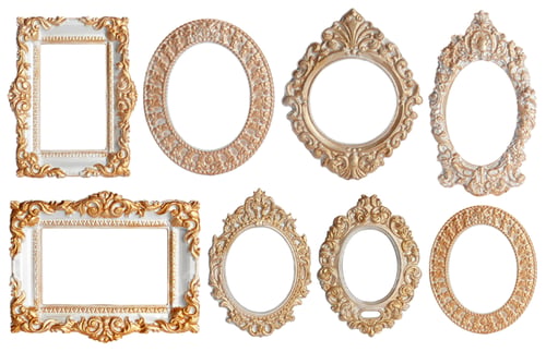 Preview: Set of different old fashioned frames on white background