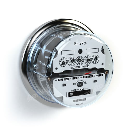 Preview: Analog electric meter isolated on white. Electricity consumptio
