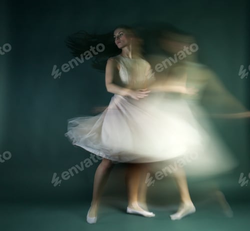 Preview: Ballet dancer woman in motion blur, ballerina