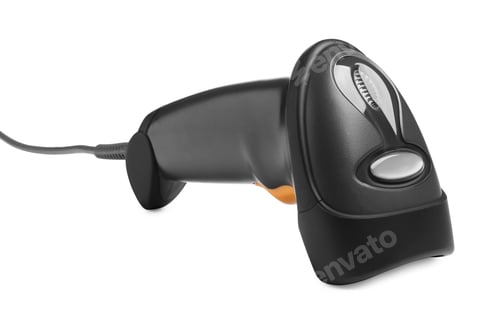 Preview: Black modern barcode scanner isolated on white