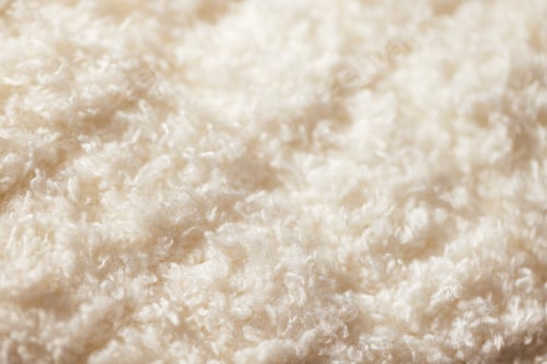 Preview: Close-up view of soft, fluffy white fabric texture, showcasing intricate fibers