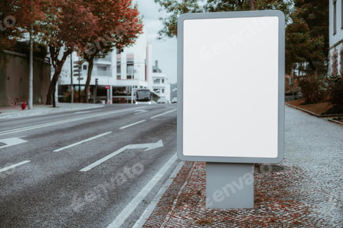 Preview: Blank billboard on a quiet city street