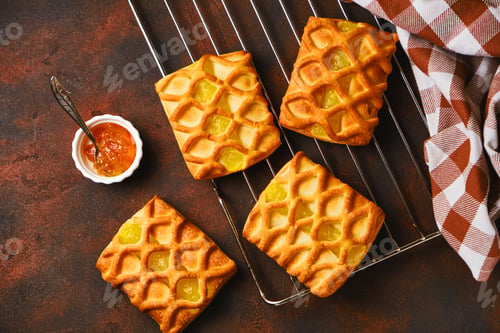 Preview: Fresh puff pastry mini pies with pear and lime jam