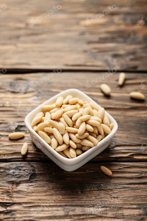 Preview: pine nut on the wooden table