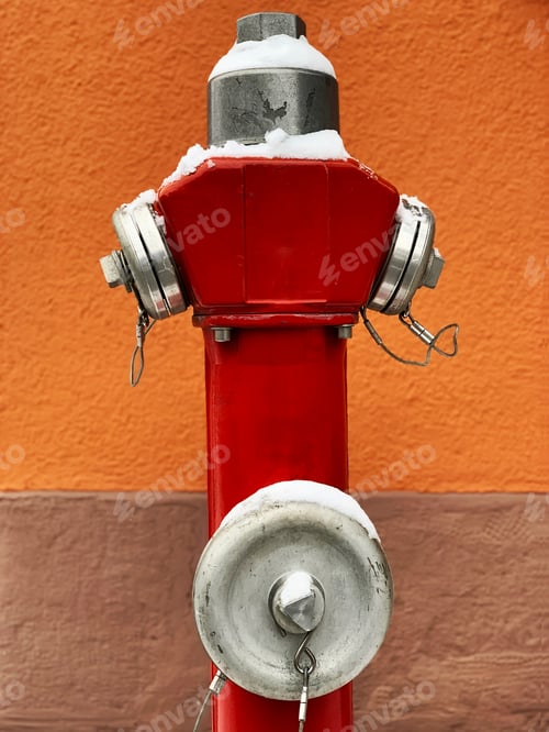 Preview: Snow Covered Red Metal Fire Hydrant