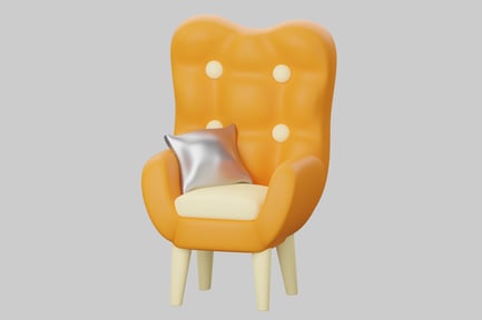 Preview: Orange chair with silver pillow