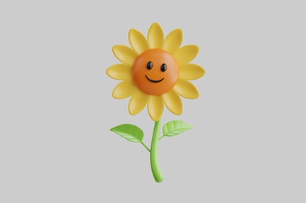 Preview: Cartoon sunflower with happy face