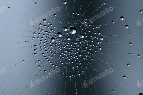Preview: Closeup shot of water drops on the spider web
