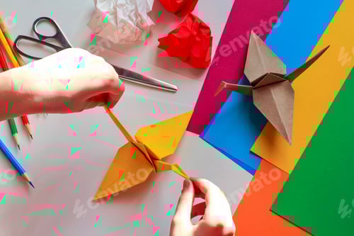 Preview: Concept of children's creativity, origami, back to school.