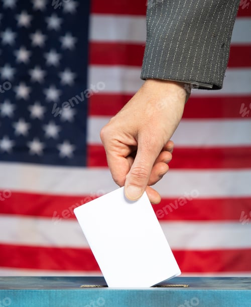 Preview: usa elections the hand of voter putting her vote in the ballot box