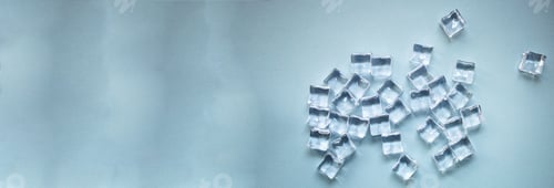 Preview: Ice Artificial Transparent Acrylic Pieces Plastic Reusable Food Background Top View Copy Space