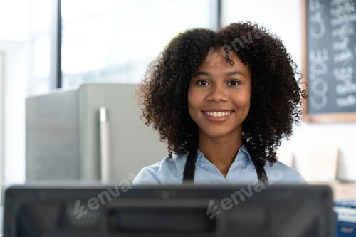 Preview: Successful Small Business Startup Small business owner SME Beauty Girl standing in front of a coffee