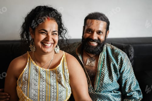 Preview: Indian husband and wife having tender moments - Focus on woman face
