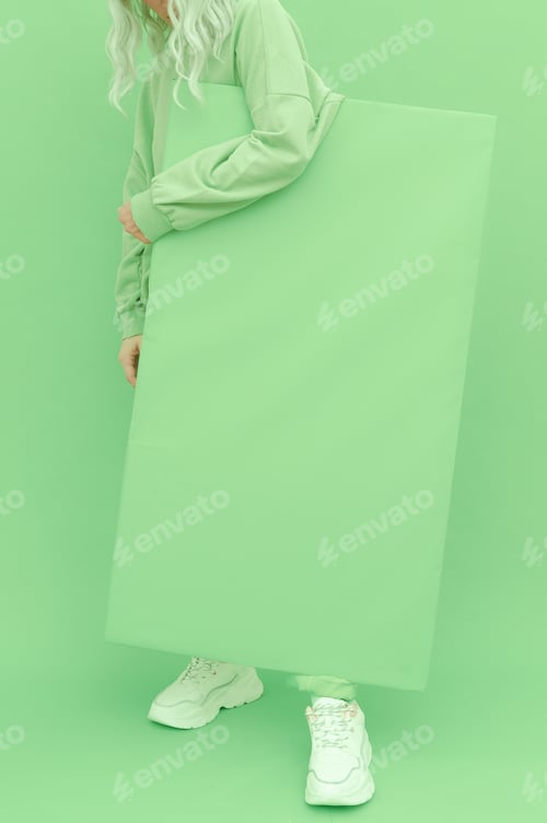 Preview: Fresh Mint fashion style. Monochrome color trends. Aqua Menthe aesthetic