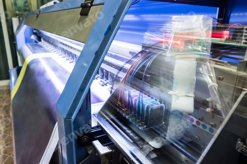 Preview: Inkjet print head motion working on blue banner